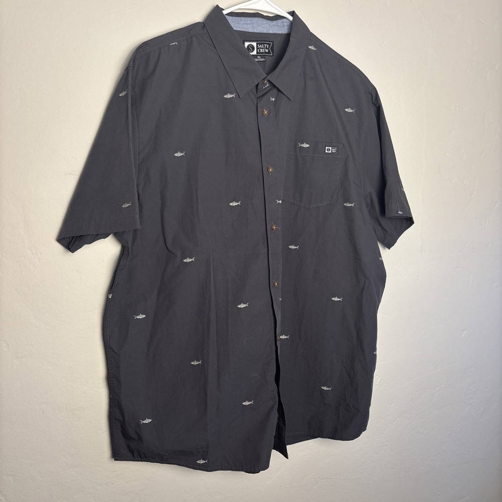 Salty Crew Setting Course Button Down Shirt Grey All Over Print XL
